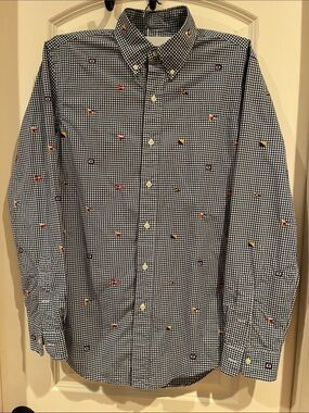 MENS RALPH LAUREN MARITIME SAILING NAUTICAL FLAG AOP PREPPY COASTAL SHIRT SMALL